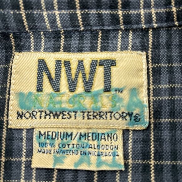 NWT Northwest Territory Mens Medium Button-Down Shirt Blue & Tan 2395 - Picture 3 of 7